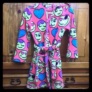 Hot Pink Emoji Robe w/Hood